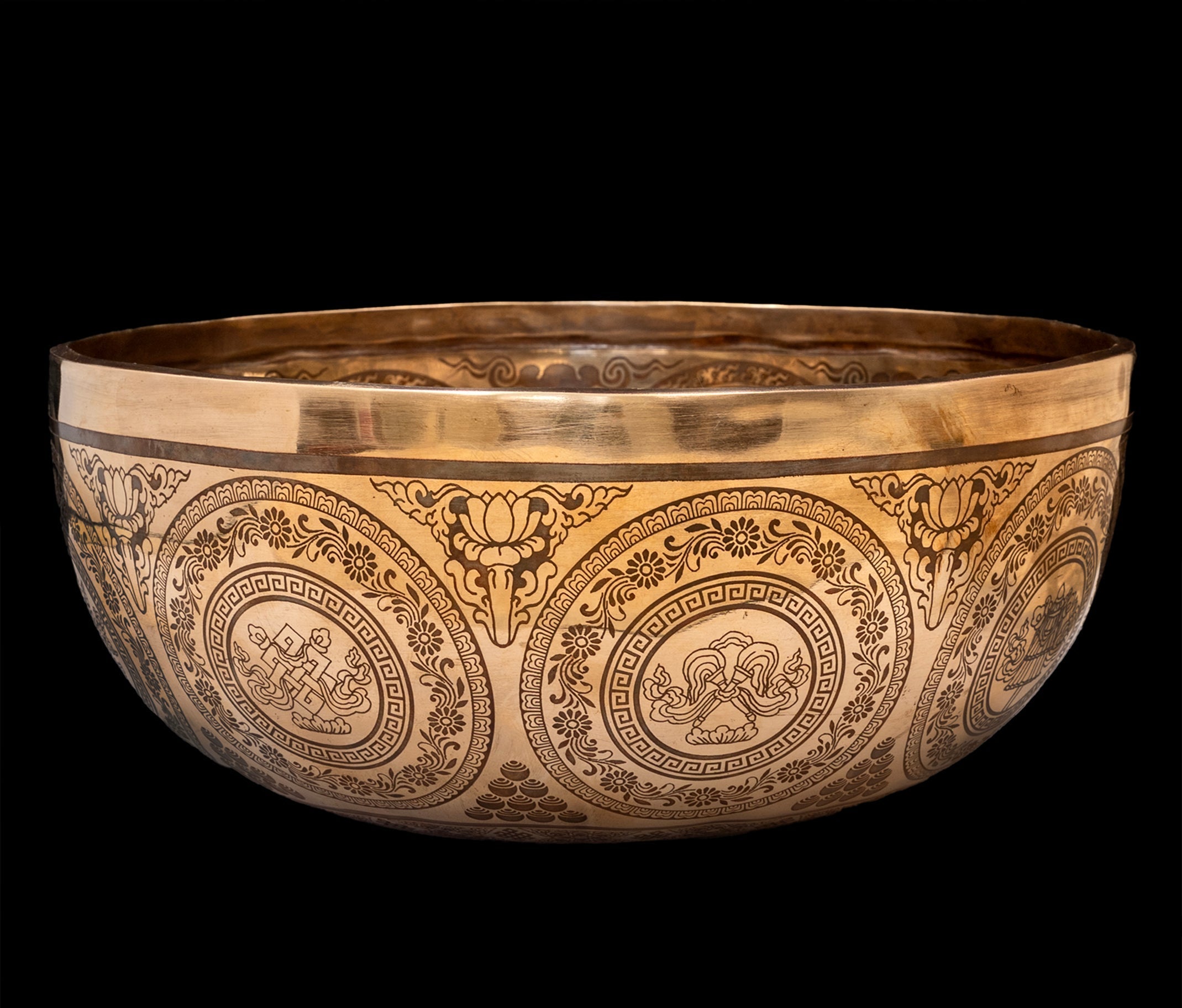 New Etched Jambati Cosmos Singing Bowl G2 98Hz (NCP) 11" N16209 Bodhisattva Trading Company