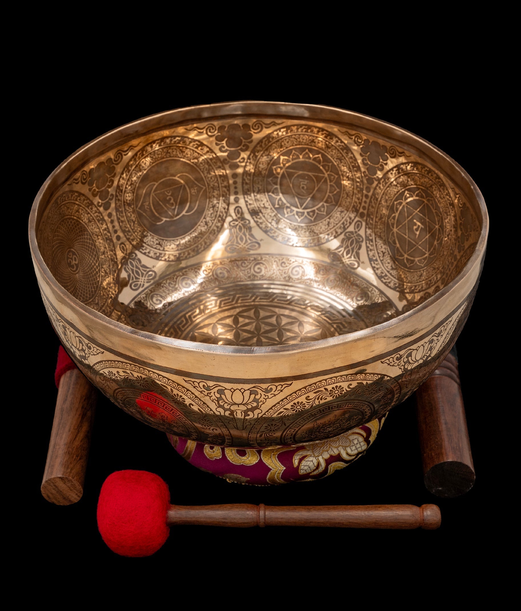New Etched Jambati Cosmos Singing Bowl G2 98Hz (NCP) 11" N16209 Bodhisattva Trading Company