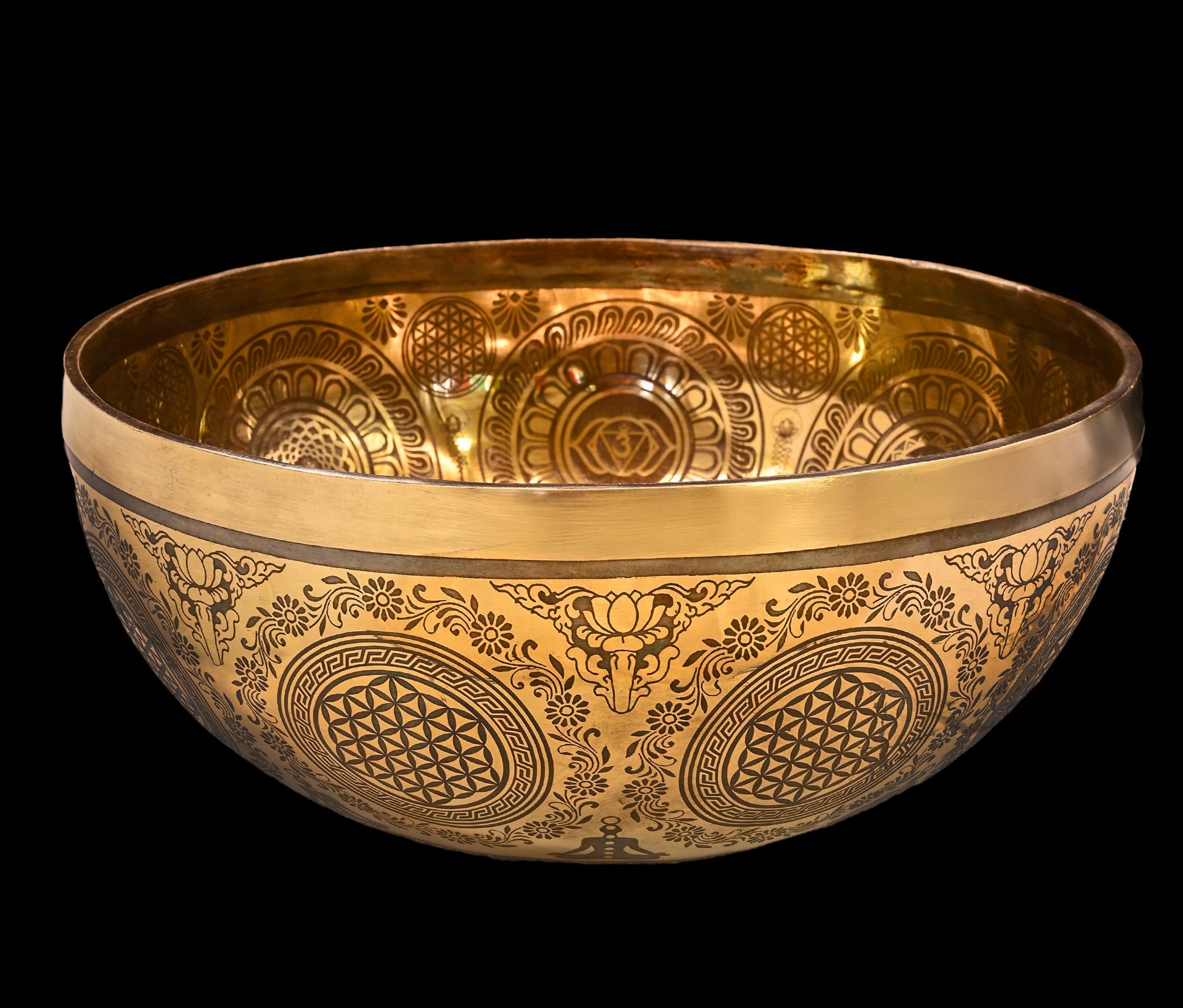 New Etched Jambati Tree of Life Singing Bowl B2 122Hz 10.5" N16221 Bodhisattva Trading Company