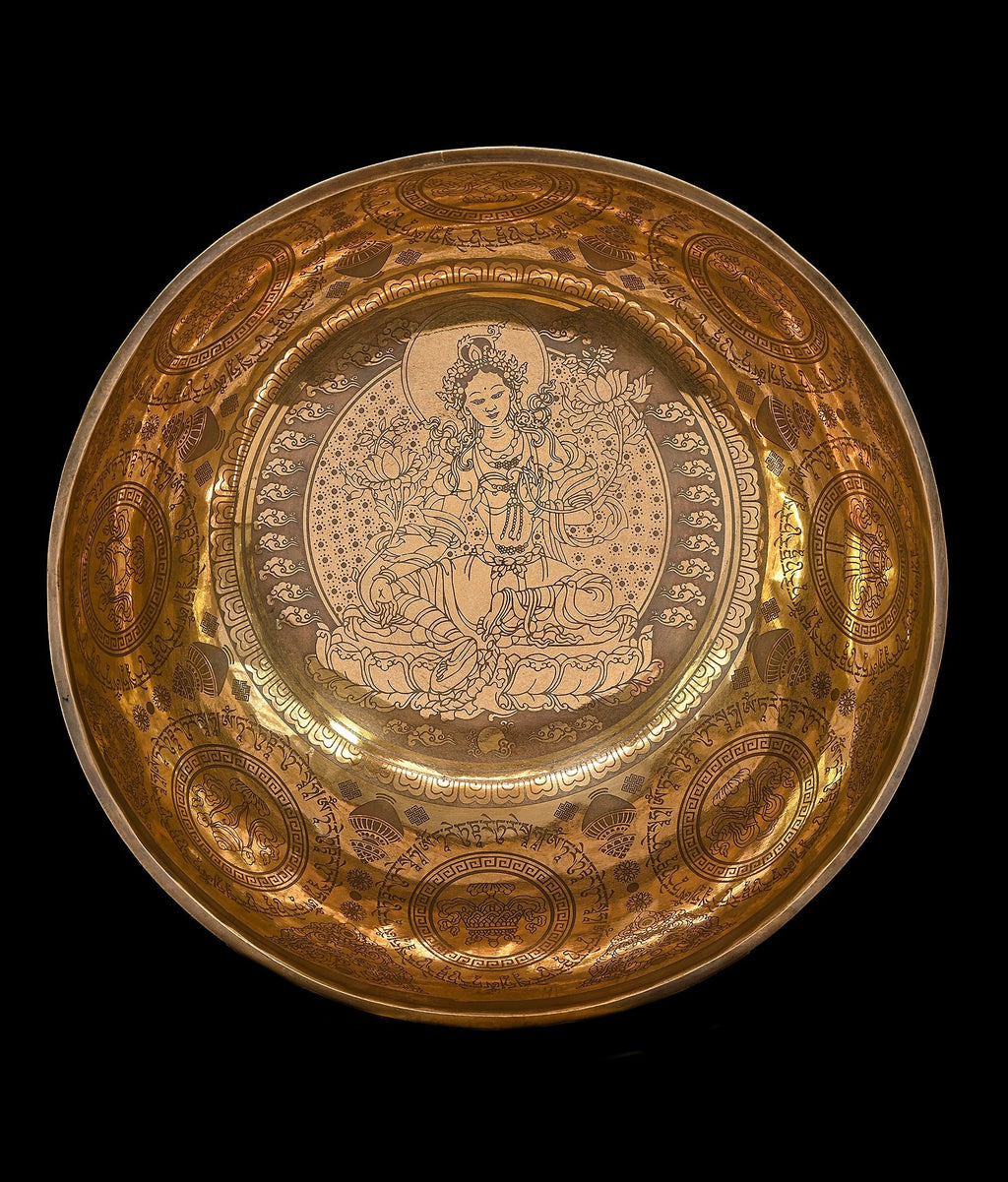 New Etched Jambati Tara Singing Bowl G#3 104Hz (CP) 11 1/4" N16222 Bodhisattva Trading Company