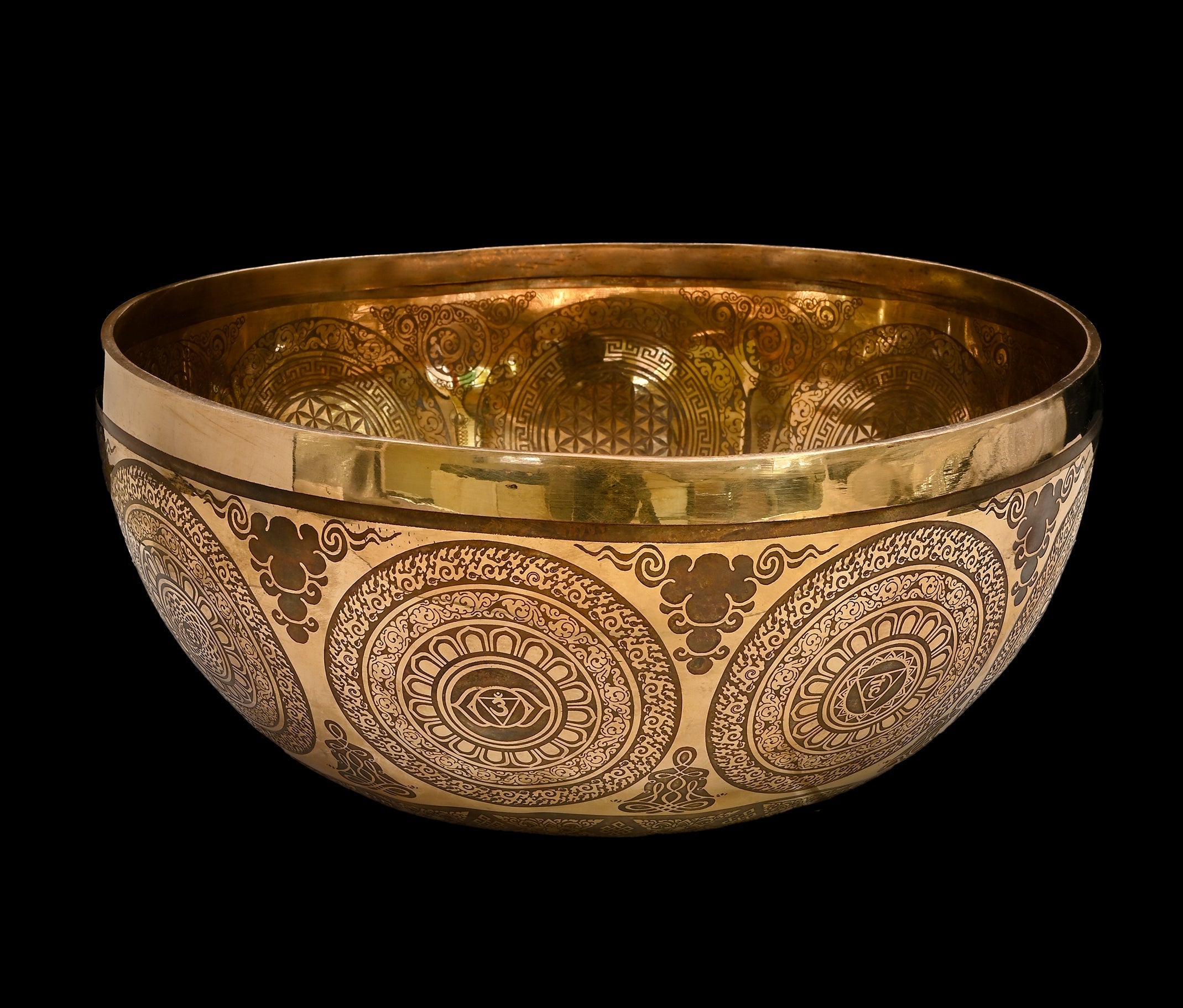 New Etched Jambati Tree of Life Jambati Singing Bowl F2 86Hz 11" N16224 Bodhisattva Trading Company