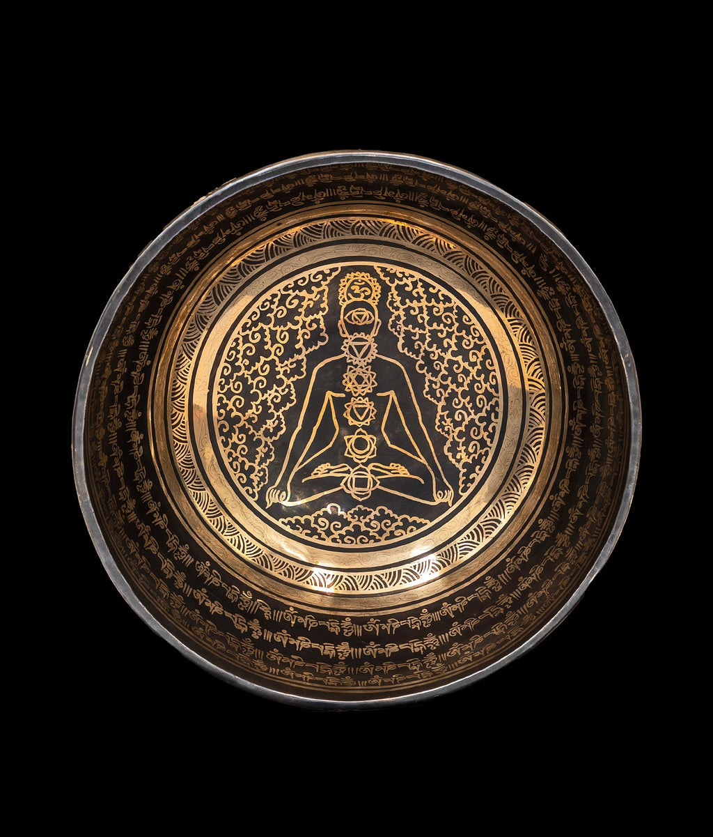 New Jambati Black Painted Chakra Singing Bowl A#2 116Hz (Near Concert Pitch) 10.75" N16238 Bodhisattva Trading Company