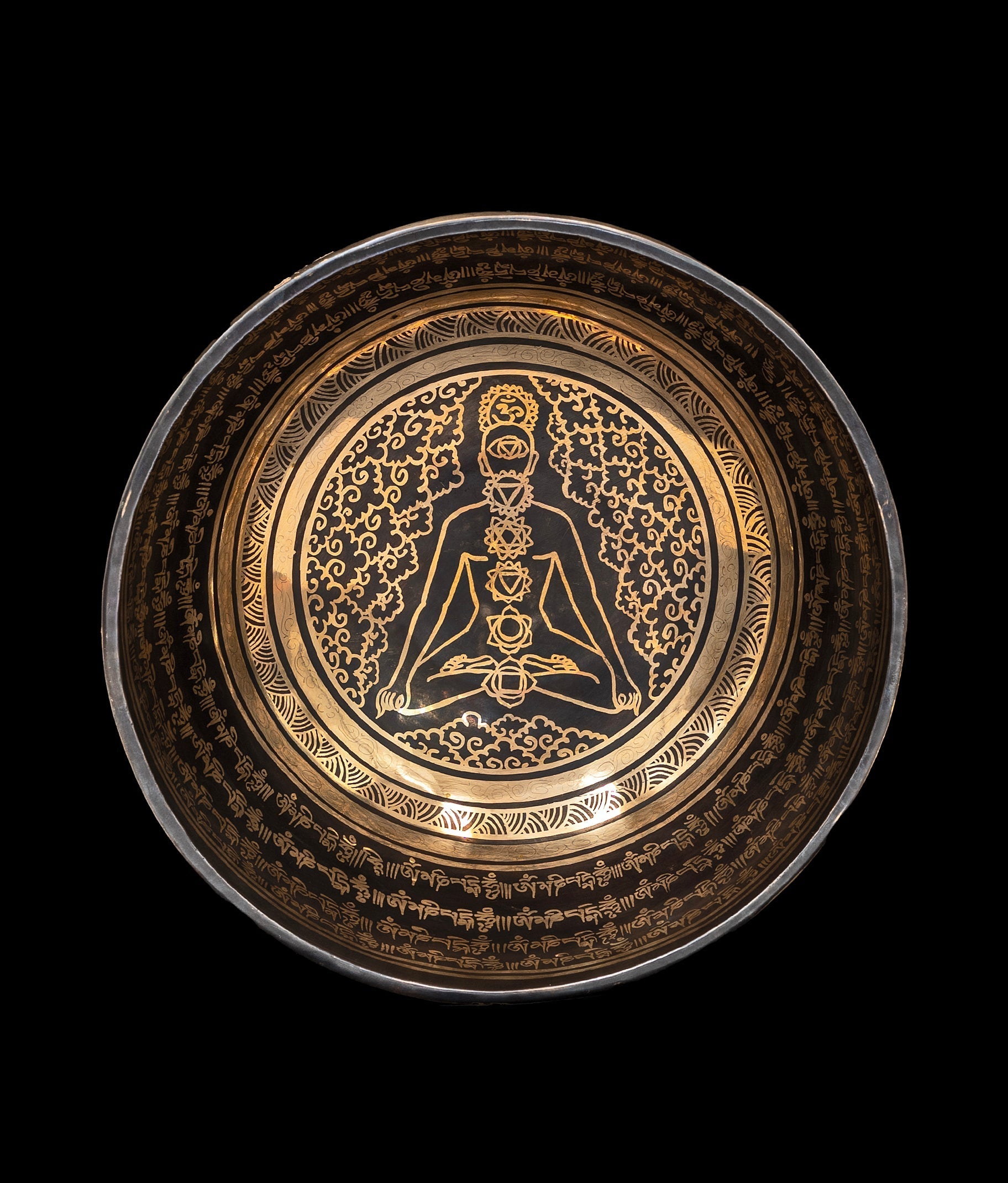 New Jambati Black Painted Chakra Singing Bowl A#2 116Hz (Near Concert Pitch) 10.75" N16238 Bodhisattva Trading Company