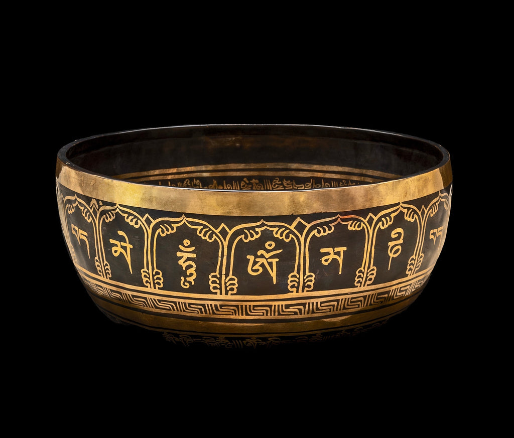 New Jambati Black Painted Chakra Singing Bowl A#2 116Hz (Near Concert Pitch) 10.75" N16238 Bodhisattva Trading Company