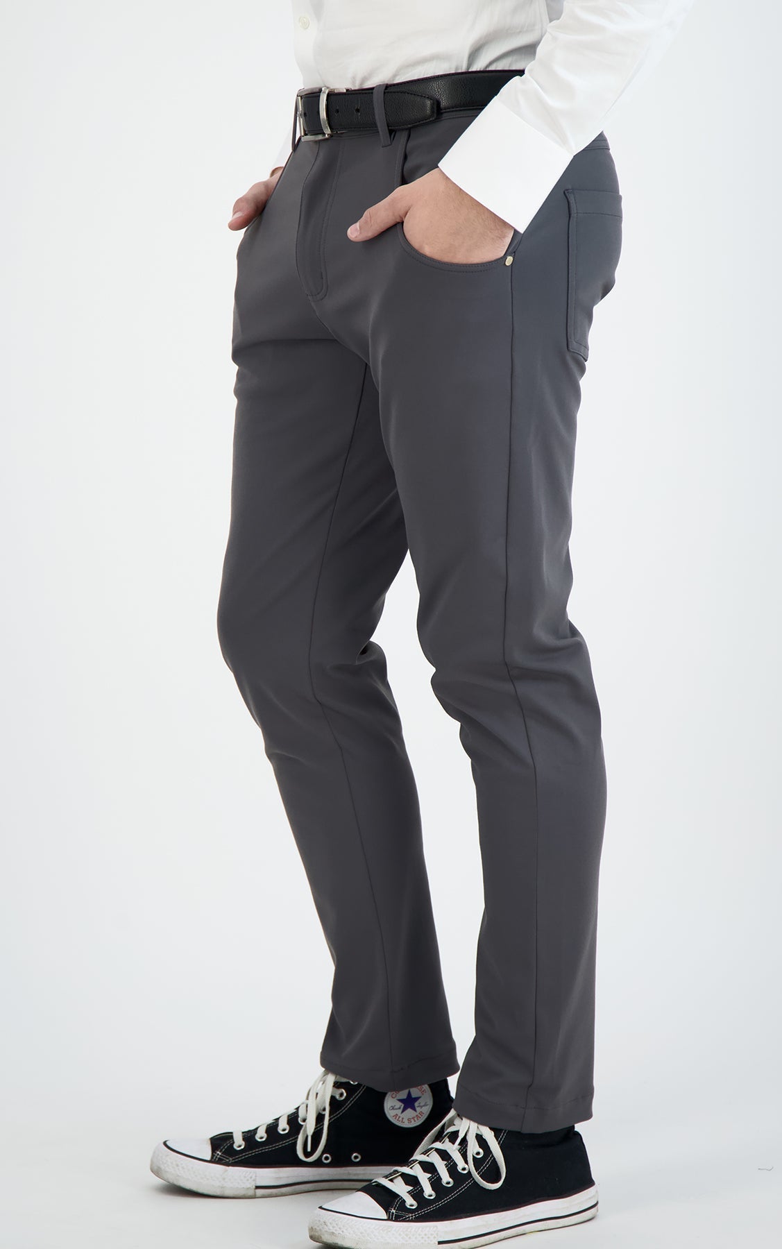 NEW & UPDATED Super - Stretch Men's Chinos //Casual// Dark Charcoal - Performance Collection LEVINAS® Official