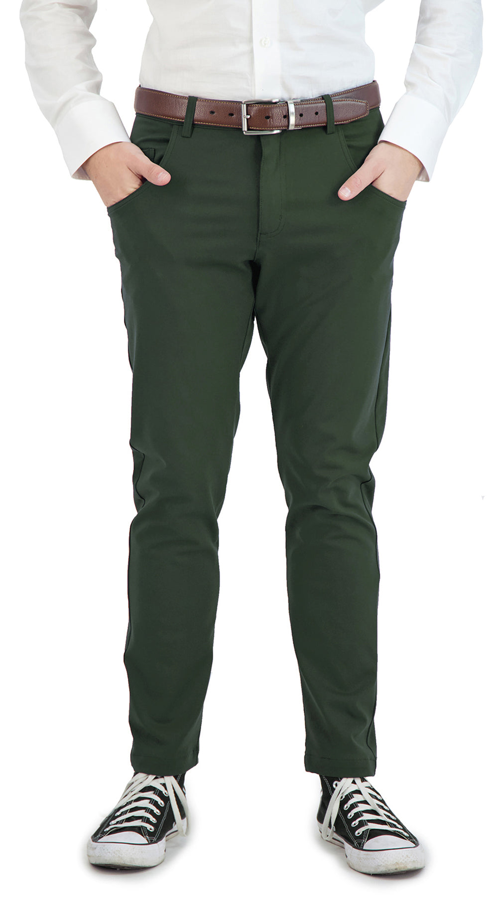 NEW & UPDATED Super - Stretch Men's Chinos //Casual// Olive - Performance Collection LEVINAS® Official