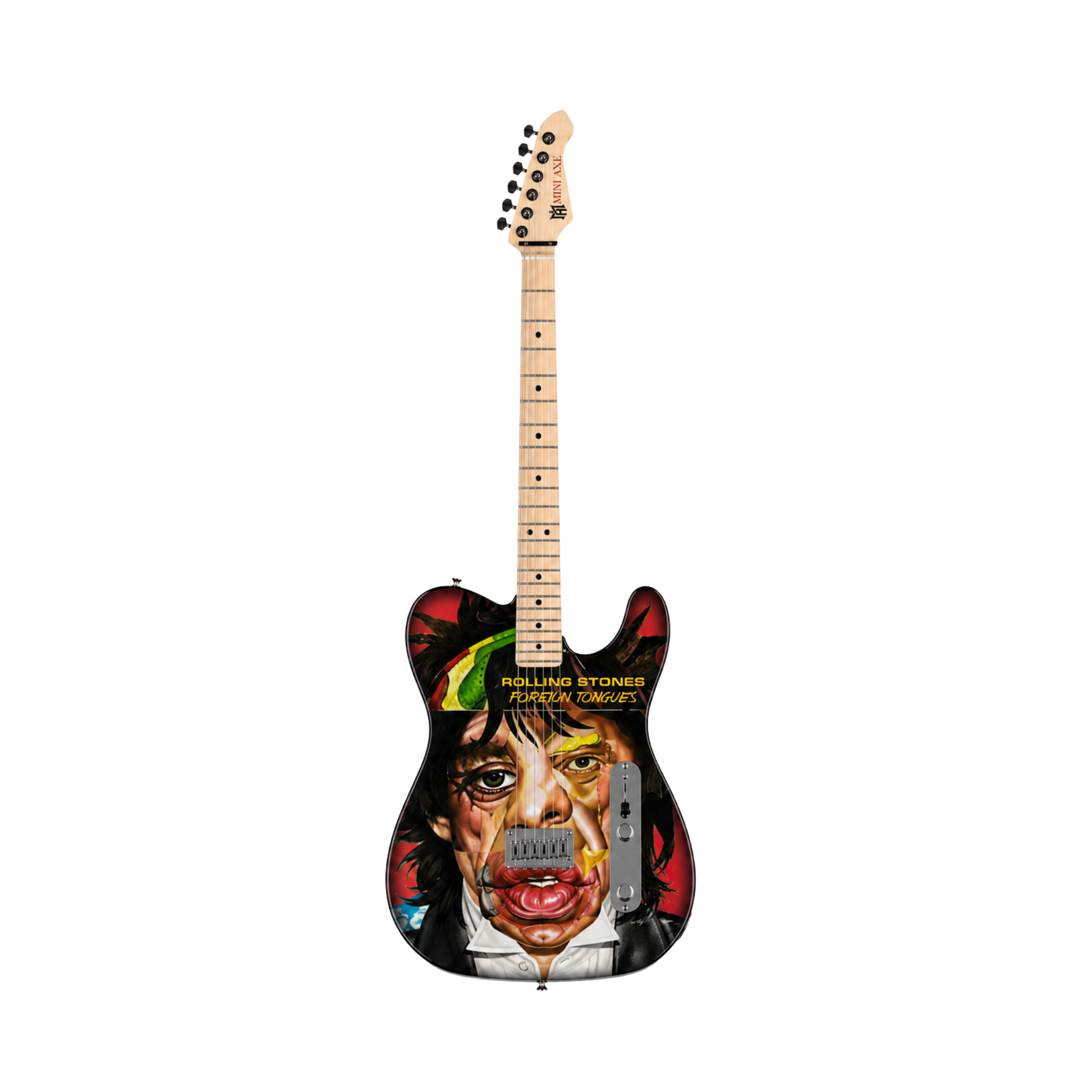 The Rolling Stones "Foreign Tongues" Collectible Miniature Guitar The Mini Axe