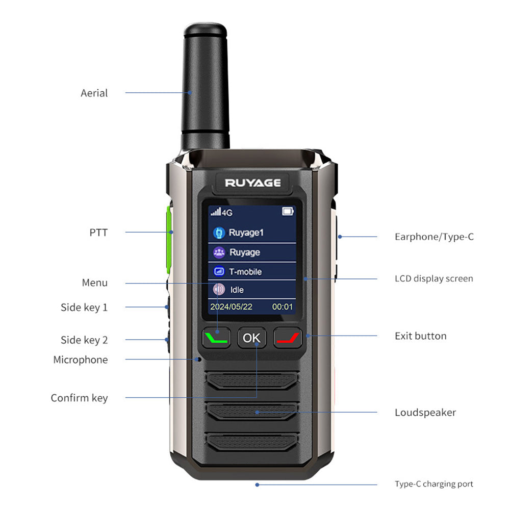 Ruyage R0 Two Way Radio Nationwide LTE Push-to-Talk Walkie Talkie Ruyage Radio