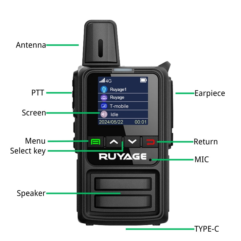 Ruyage R2 Two Way Radio Nationwide LTE Push-to-Talk Walkie Talkie Ruyage Radio