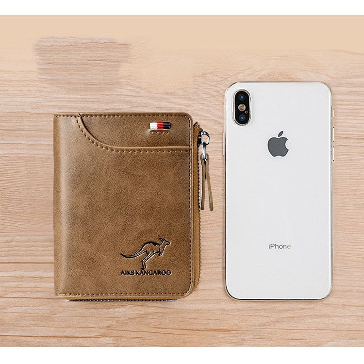 New Men Wallets Fashion Short Desigh Zipper Card Holder Men Leather Purse Solid Coin Pocket High Quality Male Purse Gentleman.Clothing
