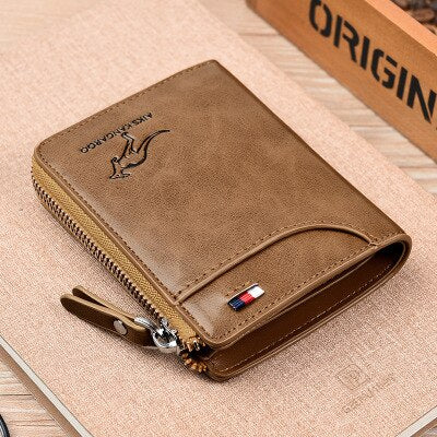 New Men Wallets Fashion Short Desigh Zipper Card Holder Men Leather Purse Solid Coin Pocket High Quality Male Purse Gentleman.Clothing
