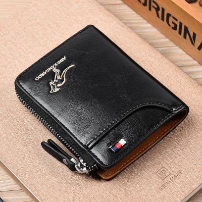 New Men Wallets Fashion Short Desigh Zipper Card Holder Men Leather Purse Solid Coin Pocket High Quality Male Purse Gentleman.Clothing
