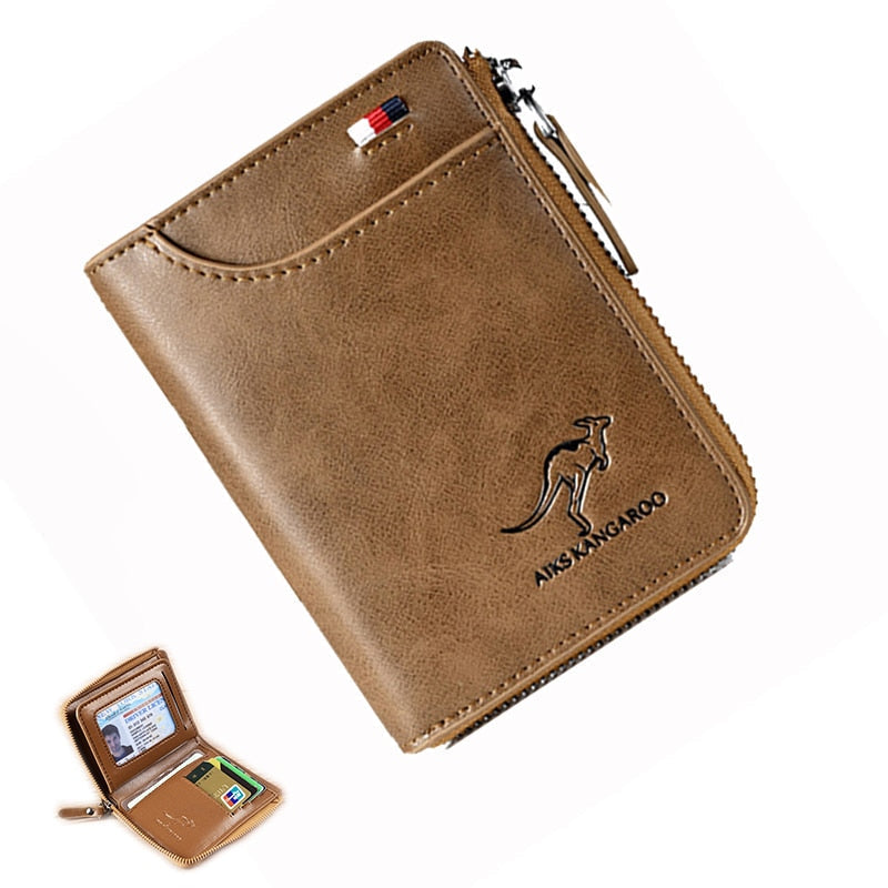 New Men Wallets Fashion Short Desigh Zipper Card Holder Men Leather Purse Solid Coin Pocket High Quality Male Purse Gentleman.Clothing