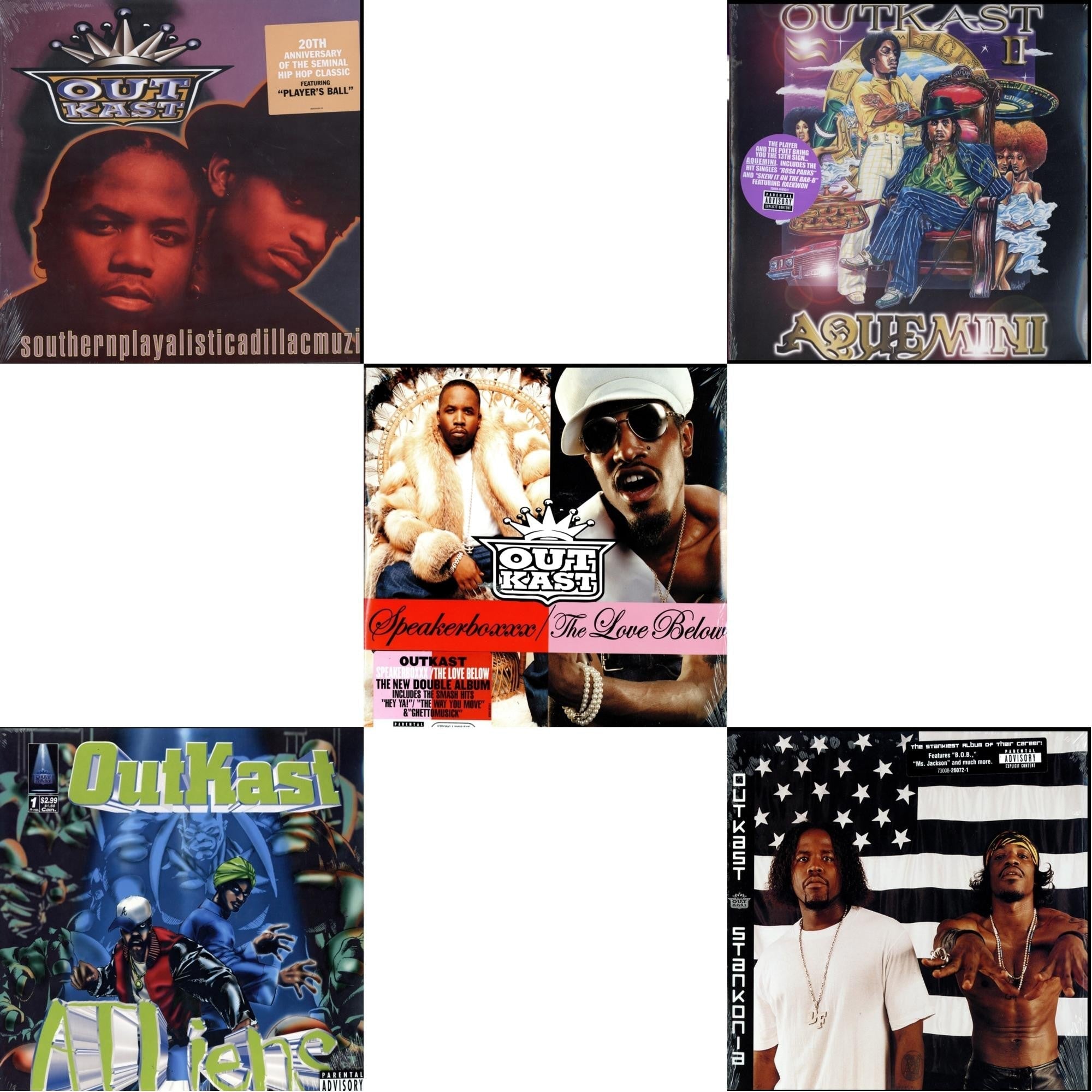 Outkast - Atliens & Aquemini & Stankonia & Speakerboxxx / Love Below & Southernplayalisticadillacmuzik - LP Vinyl Bundle Bundle Music