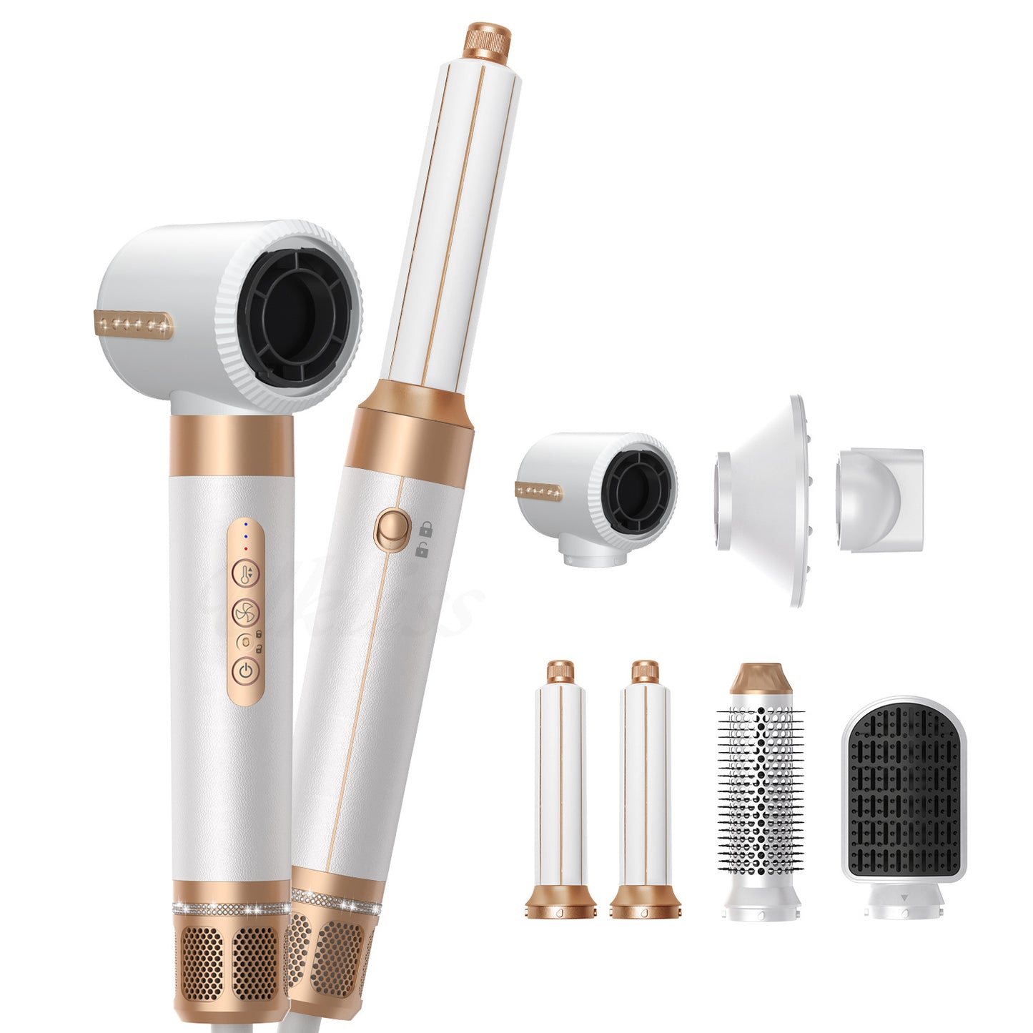 High-speed hair dryer with automatic hair absorption and seven-in-one hot air comb