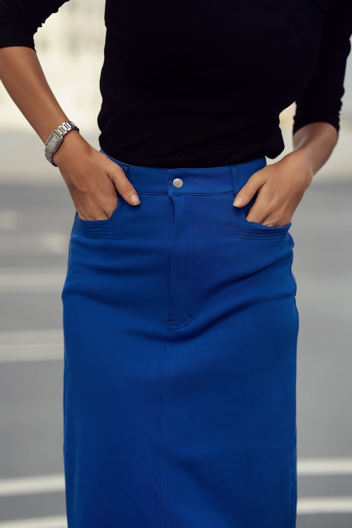 STRETCH COLORED DENIM  SKIRT profile-nyc
