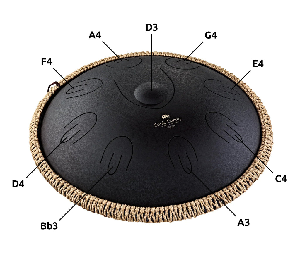 16" Octave Steel Tongue Drum, D Kurd, Black Utah Energy Healing Center