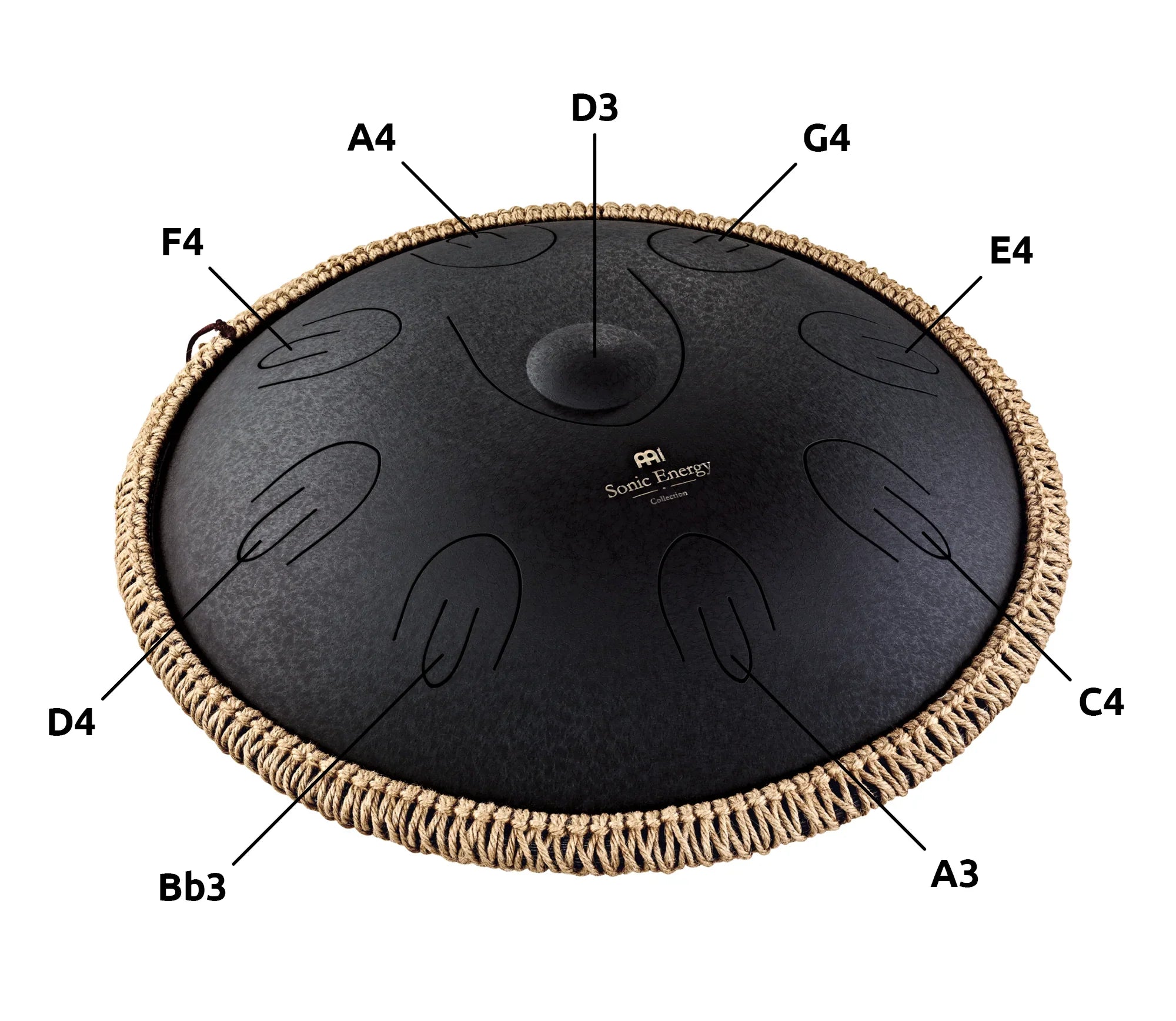 16" Octave Steel Tongue Drum, D Kurd, Black Utah Energy Healing Center