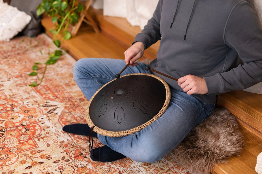 16" Octave Steel Tongue Drum, D Kurd, Black Utah Energy Healing Center