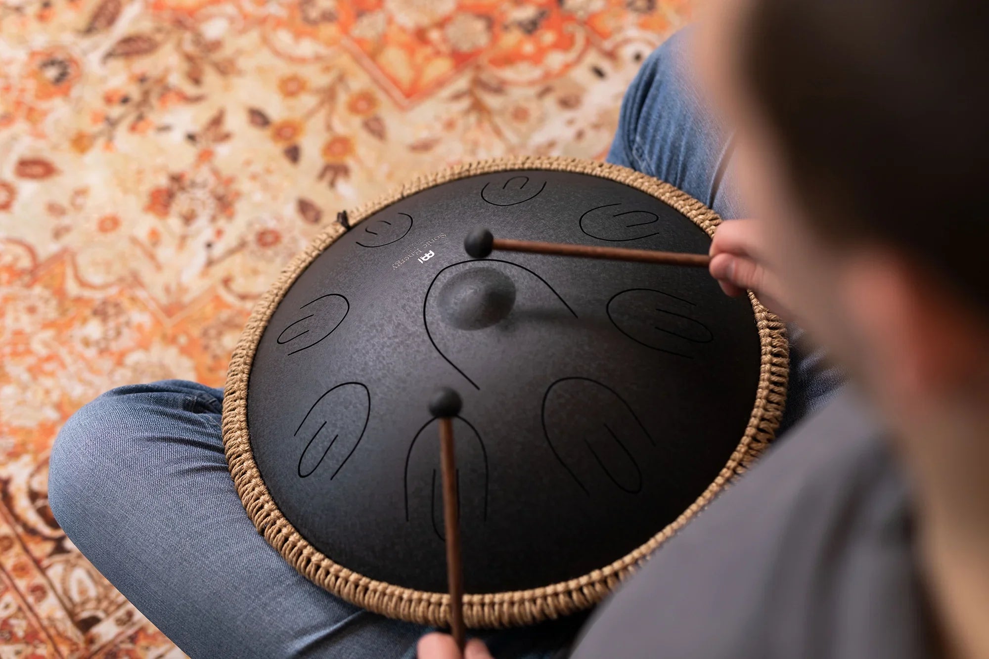 16" Octave Steel Tongue Drum, D Kurd, Black Utah Energy Healing Center
