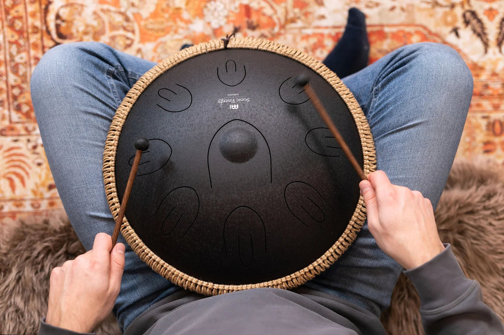 16" Octave Steel Tongue Drum, D Kurd, Black Utah Energy Healing Center