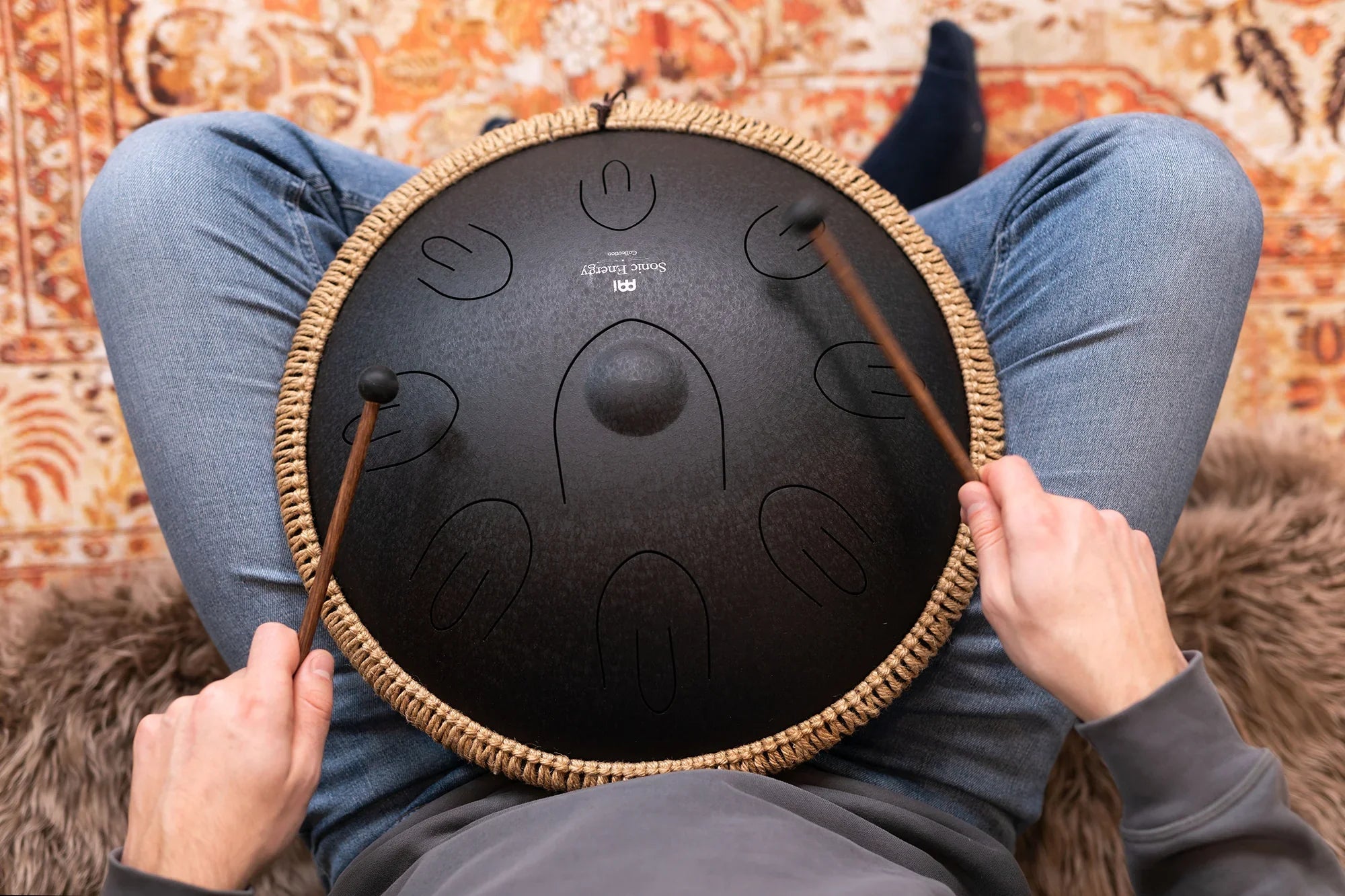 16" Octave Steel Tongue Drum, D Kurd, Black Utah Energy Healing Center