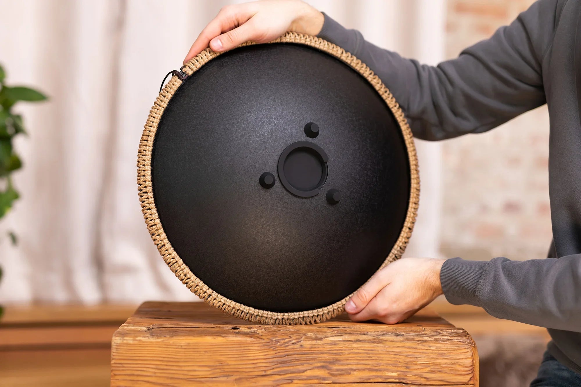 16" Octave Steel Tongue Drum, D Kurd, Black Utah Energy Healing Center