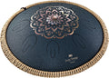 16" Octave Steel Tongue Drum, D Amara, Lasered Floral Design, Navy Blue Utah Energy Healing Center