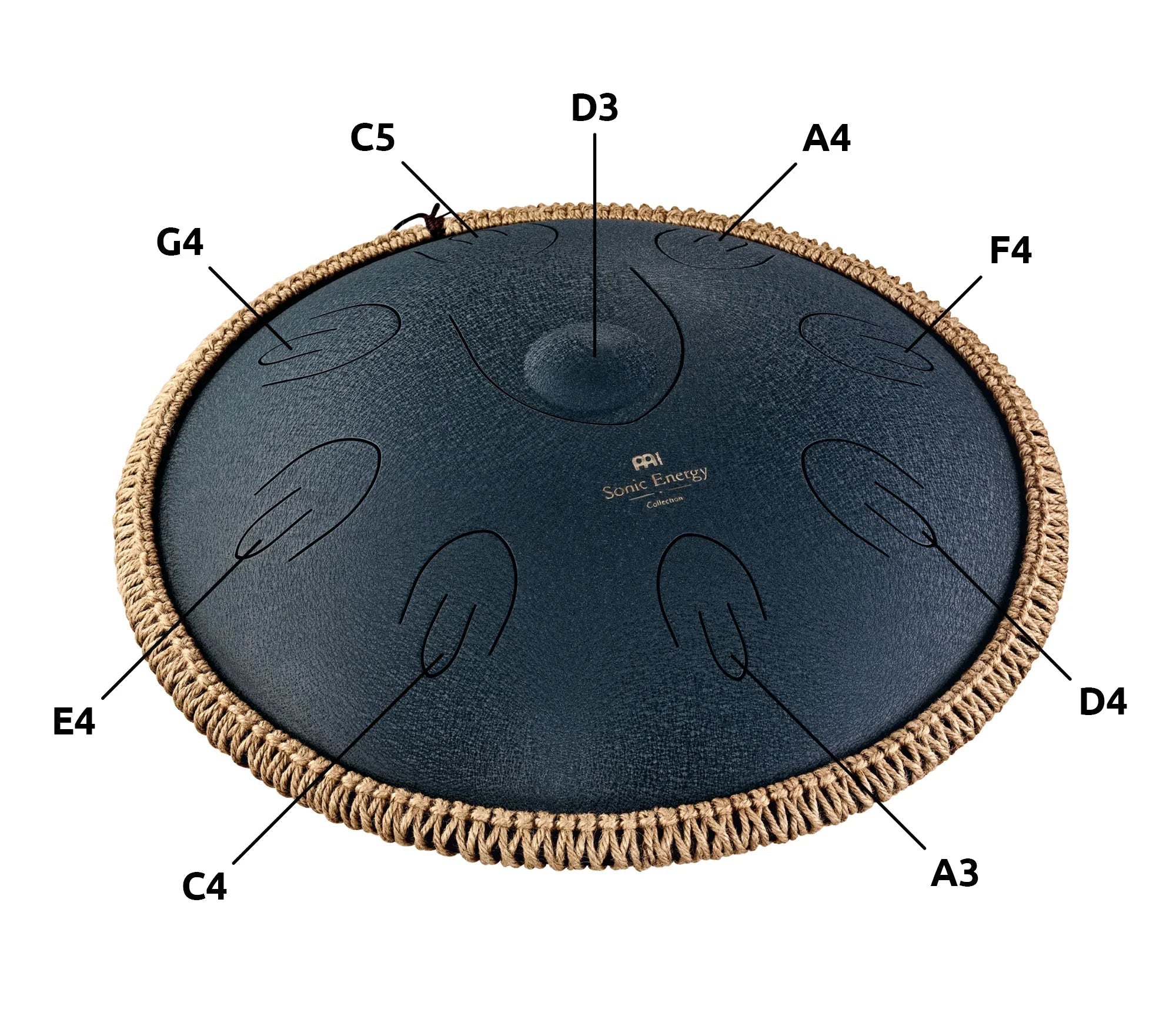 16" Octave Steel Tongue Drum, D Amara, Navy Blue Utah Energy Healing Center