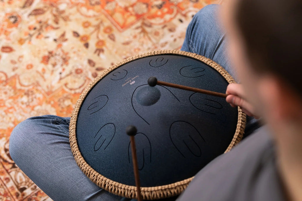 16" Octave Steel Tongue Drum, D Amara, Navy Blue Utah Energy Healing Center