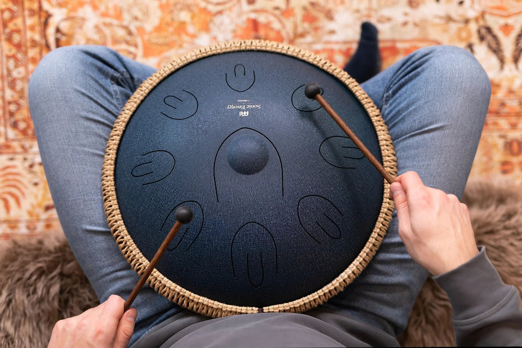 16" Octave Steel Tongue Drum, D Amara, Navy Blue Utah Energy Healing Center