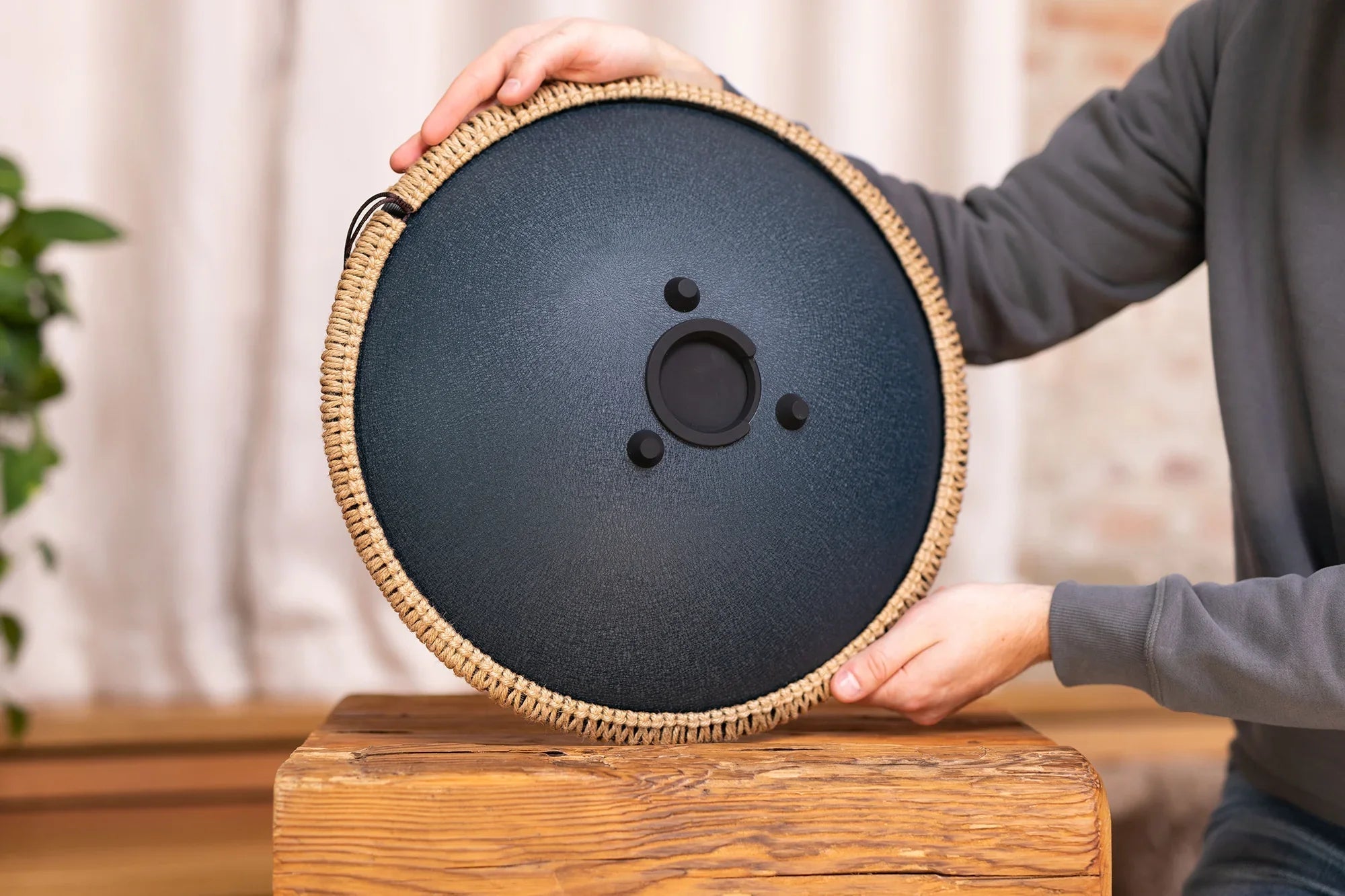 16" Octave Steel Tongue Drum, D Amara, Navy Blue Utah Energy Healing Center