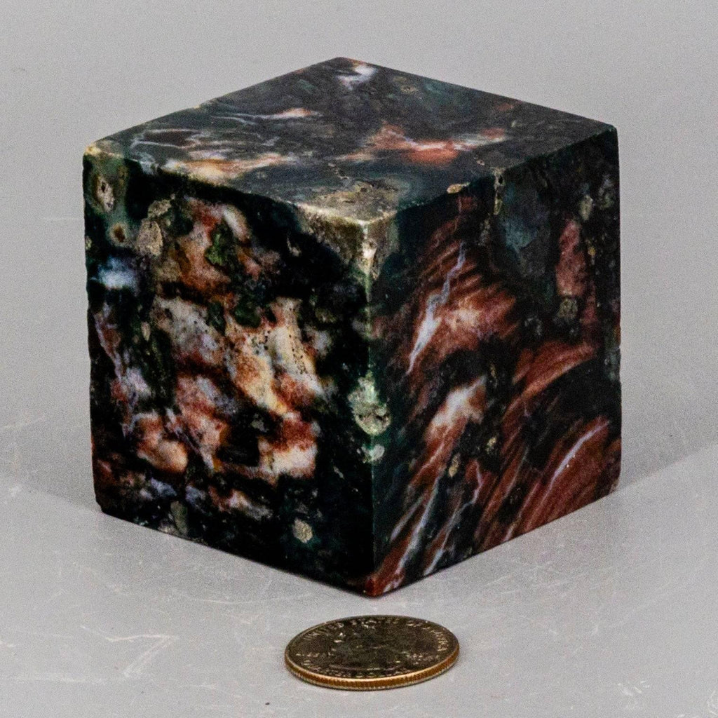 Ocean Jasper Cube with Cut Corner Crystal Destiny