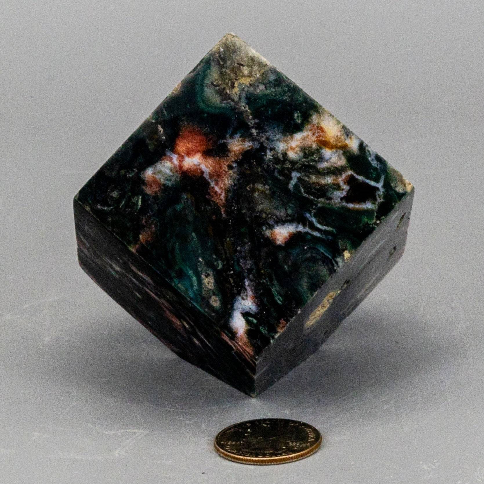 Ocean Jasper Cube with Cut Corner Crystal Destiny