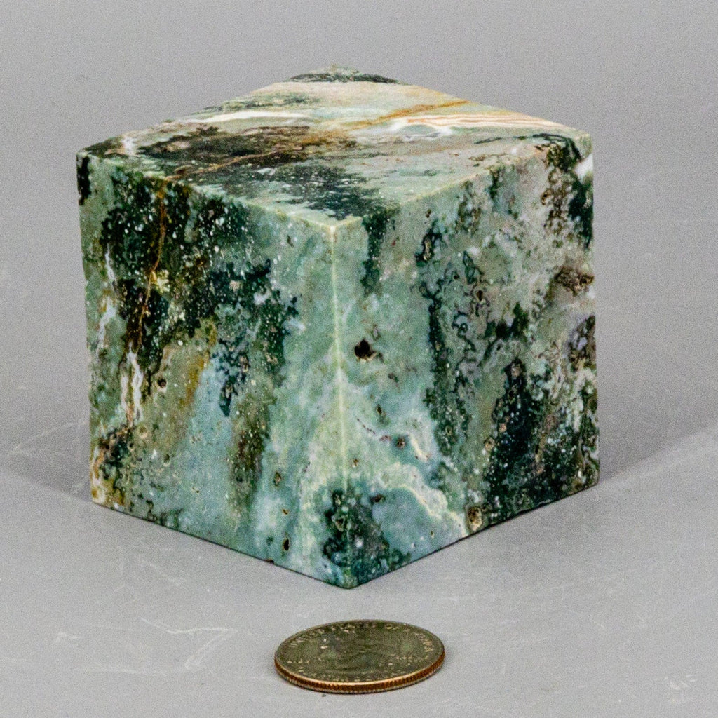 Ocean Jasper Cut Corner Cube Crystal Destiny