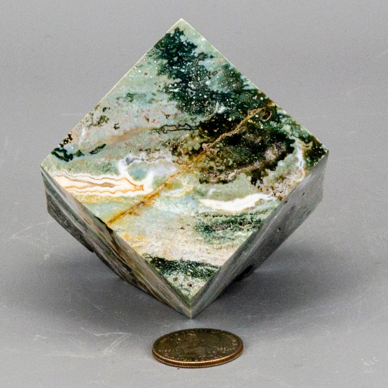 Ocean Jasper Cut Corner Cube Crystal Destiny