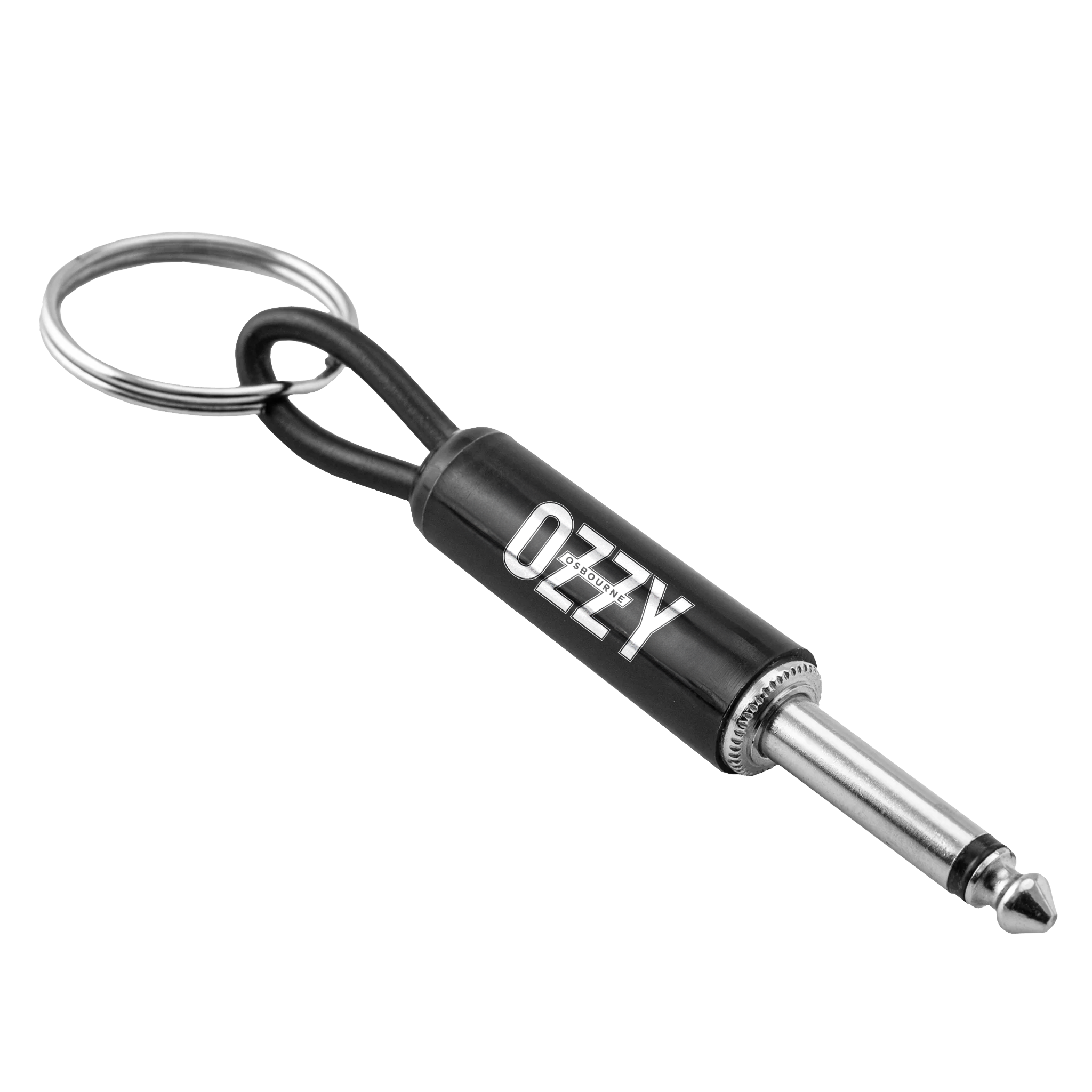 Ozzy White Logo Guitar Plug Keychain Pluginz Keychains
