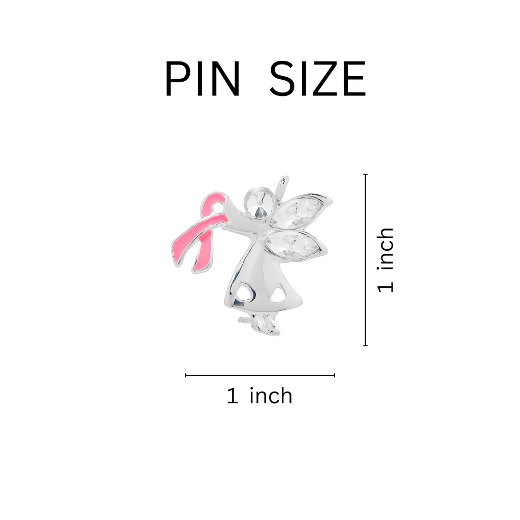 10 Pack Pink Ribbon Angel Pins The Awareness Company