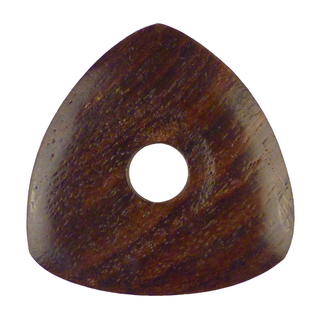 Rosewood Guitar Or Bass Pick - 4.0 mm Ultra Heavy Gauge - 346 Contoured Triangle With Grip Hole Shape - Natural Finish Handmade Specialty Exotic Plectrum Exotic Plectrums