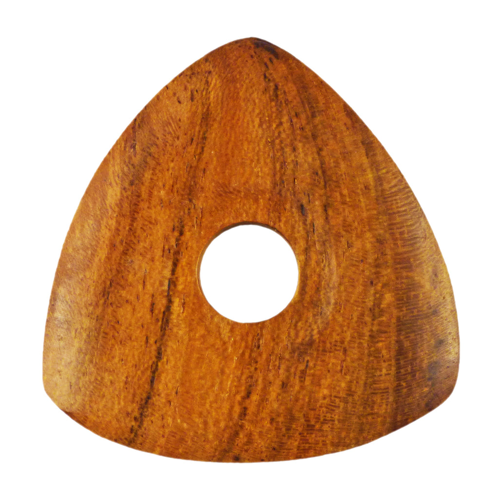 Teak Wood Guitar Or Bass Pick - 4.0 mm Ultra Heavy Gauge - 346 Contoured Triangle With Grip Hole Shape - Natural Finish Handmade Specialty Exotic Plectrum Exotic Plectrums
