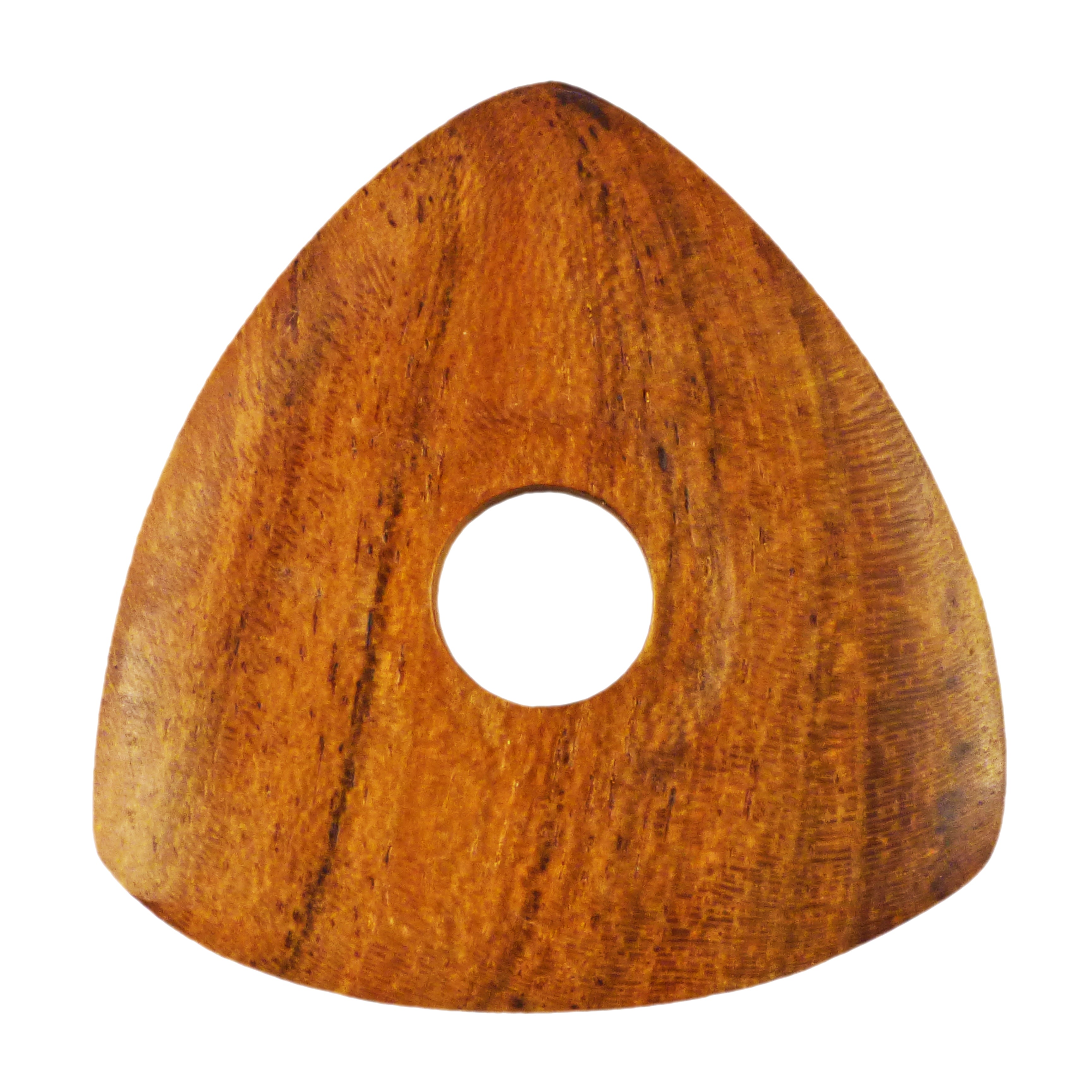 Teak Wood Guitar Or Bass Pick - 4.0 mm Ultra Heavy Gauge - 346 Contoured Triangle With Grip Hole Shape - Natural Finish Handmade Specialty Exotic Plectrum Exotic Plectrums