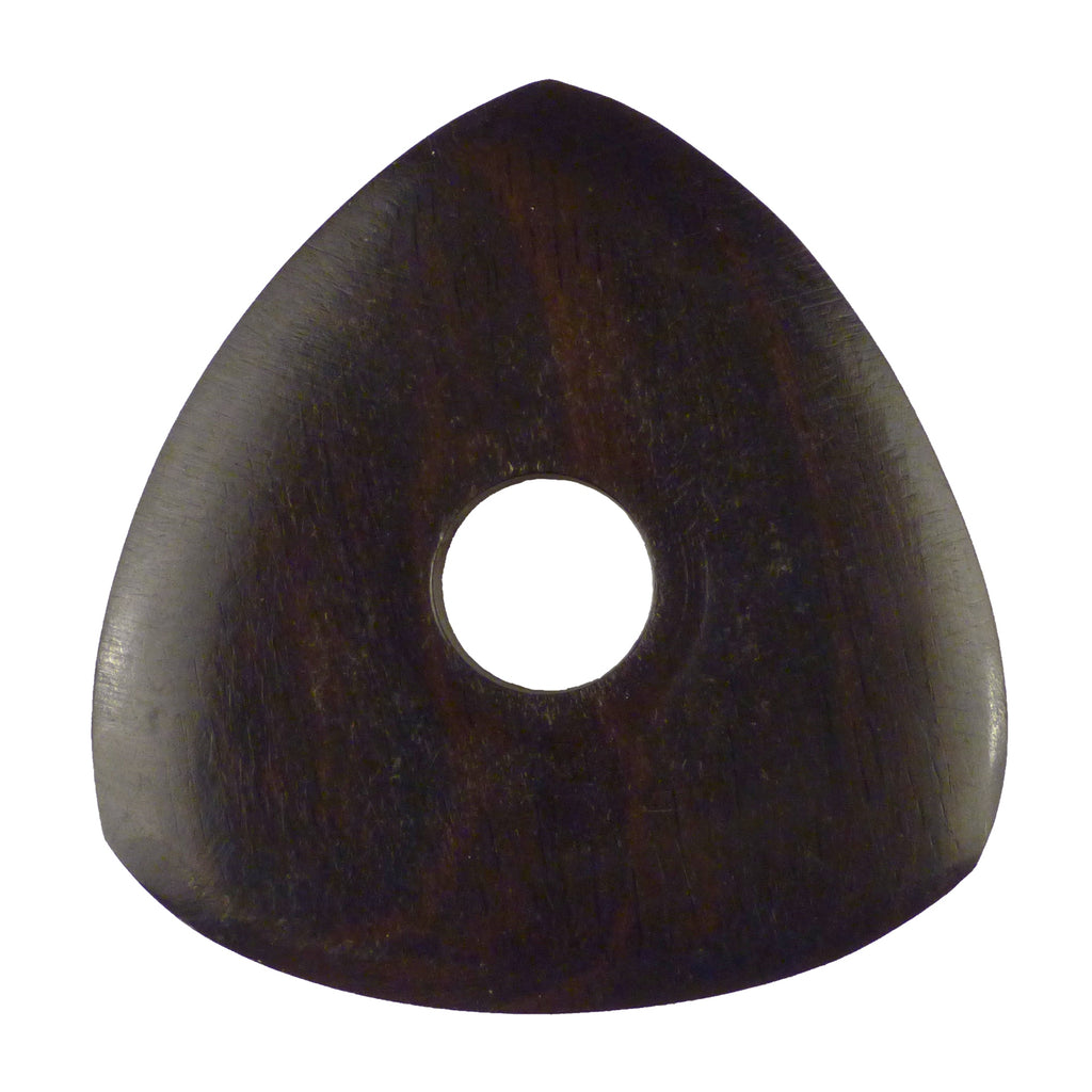 Ebony Wood Guitar Or Bass Pick - 4.0 mm Ultra Heavy Gauge - 346 Contoured Triangle With Grip Hole Shape - Natural Finish Handmade Specialty Exotic Plectrum Exotic Plectrums