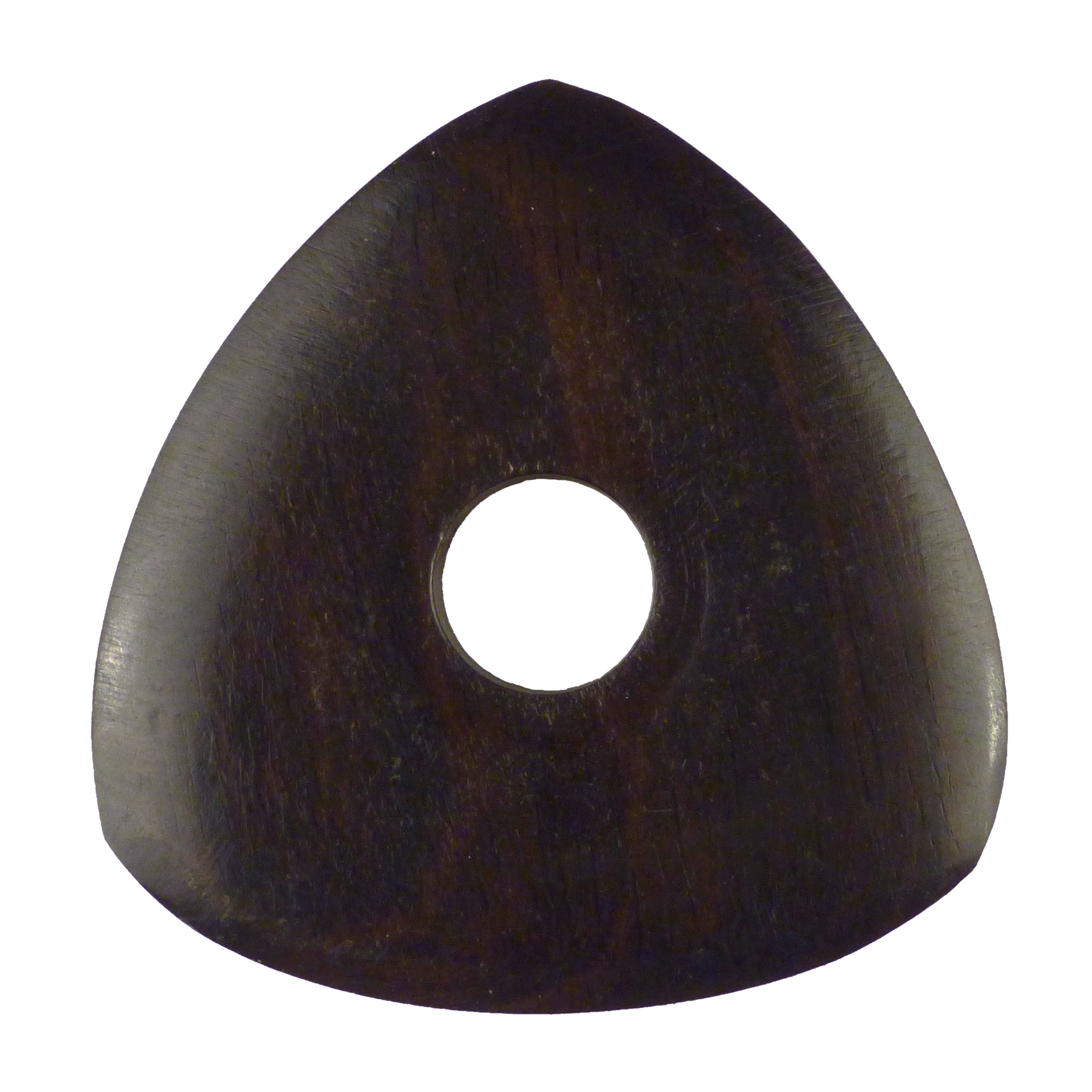 Ebony Wood Guitar Or Bass Pick - 4.0 mm Ultra Heavy Gauge - 346 Contoured Triangle With Grip Hole Shape - Natural Finish Handmade Specialty Exotic Plectrum Exotic Plectrums