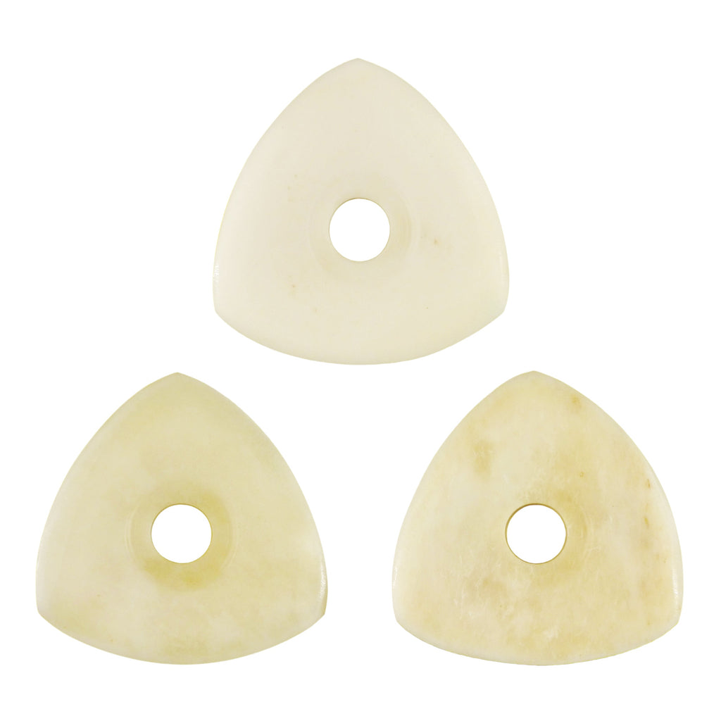 Camel Bone Guitar Or Bass Pick - 4.0 mm Ultra Heavy Gauge - 346 Contoured Triangle With Grip Hole Shape - Natural Finish Handmade Specialty Exotic Plectrum Exotic Plectrums