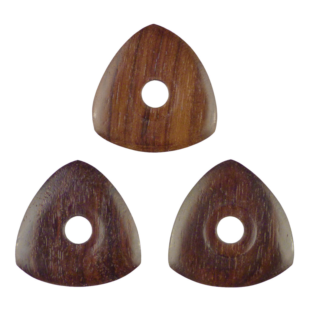 Rosewood Guitar Or Bass Pick - 4.0 mm Ultra Heavy Gauge - 346 Contoured Triangle With Grip Hole Shape - Natural Finish Handmade Specialty Exotic Plectrum Exotic Plectrums