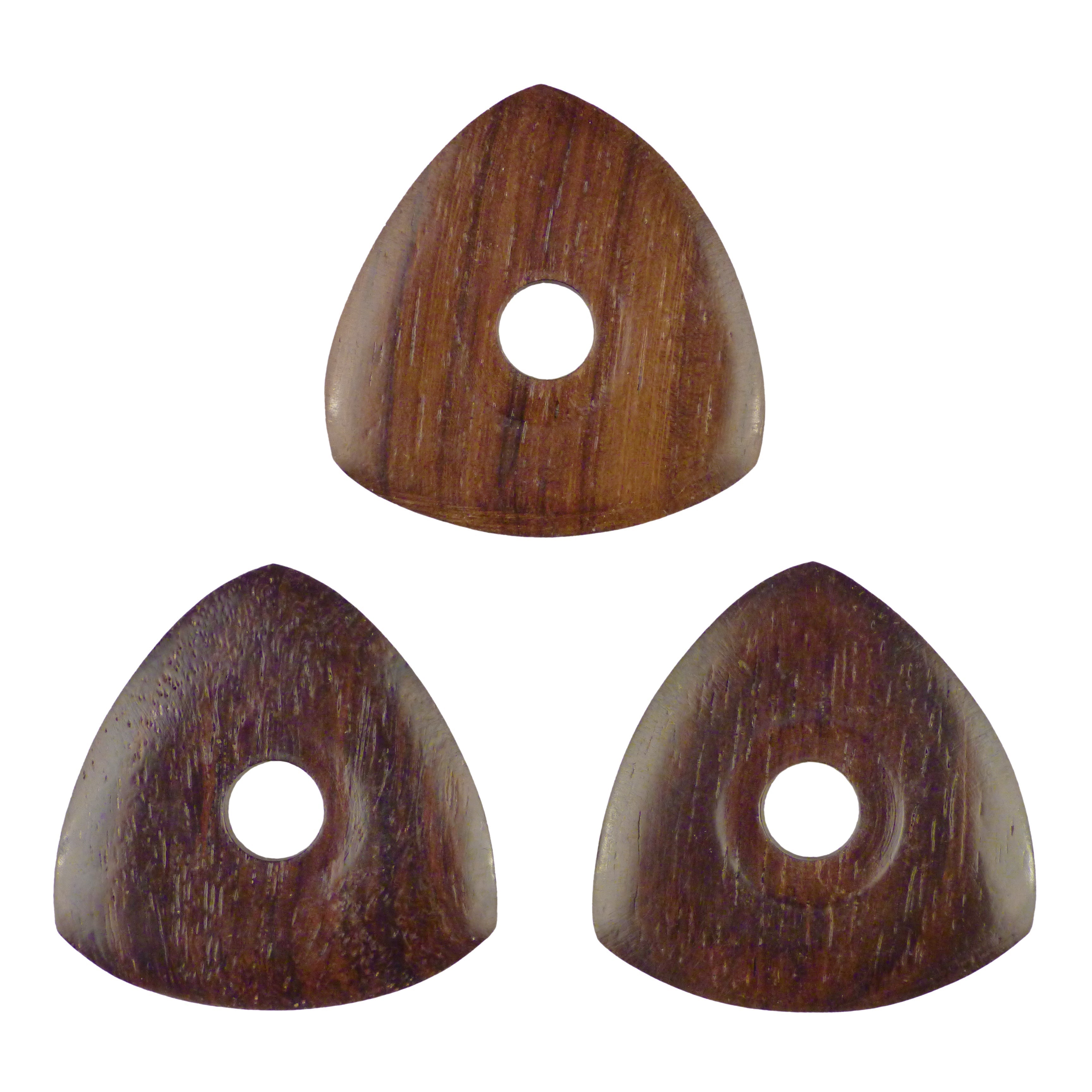 Rosewood Guitar Or Bass Pick - 4.0 mm Ultra Heavy Gauge - 346 Contoured Triangle With Grip Hole Shape - Natural Finish Handmade Specialty Exotic Plectrum Exotic Plectrums