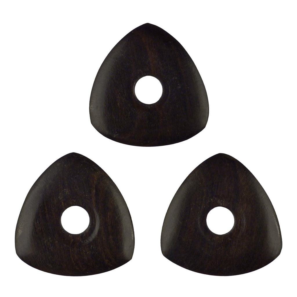 Ebony Wood Guitar Or Bass Pick - 4.0 mm Ultra Heavy Gauge - 346 Contoured Triangle With Grip Hole Shape - Natural Finish Handmade Specialty Exotic Plectrum Exotic Plectrums