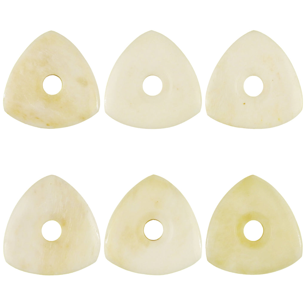 Camel Bone Guitar Or Bass Pick - 4.0 mm Ultra Heavy Gauge - 346 Contoured Triangle With Grip Hole Shape - Natural Finish Handmade Specialty Exotic Plectrum Exotic Plectrums