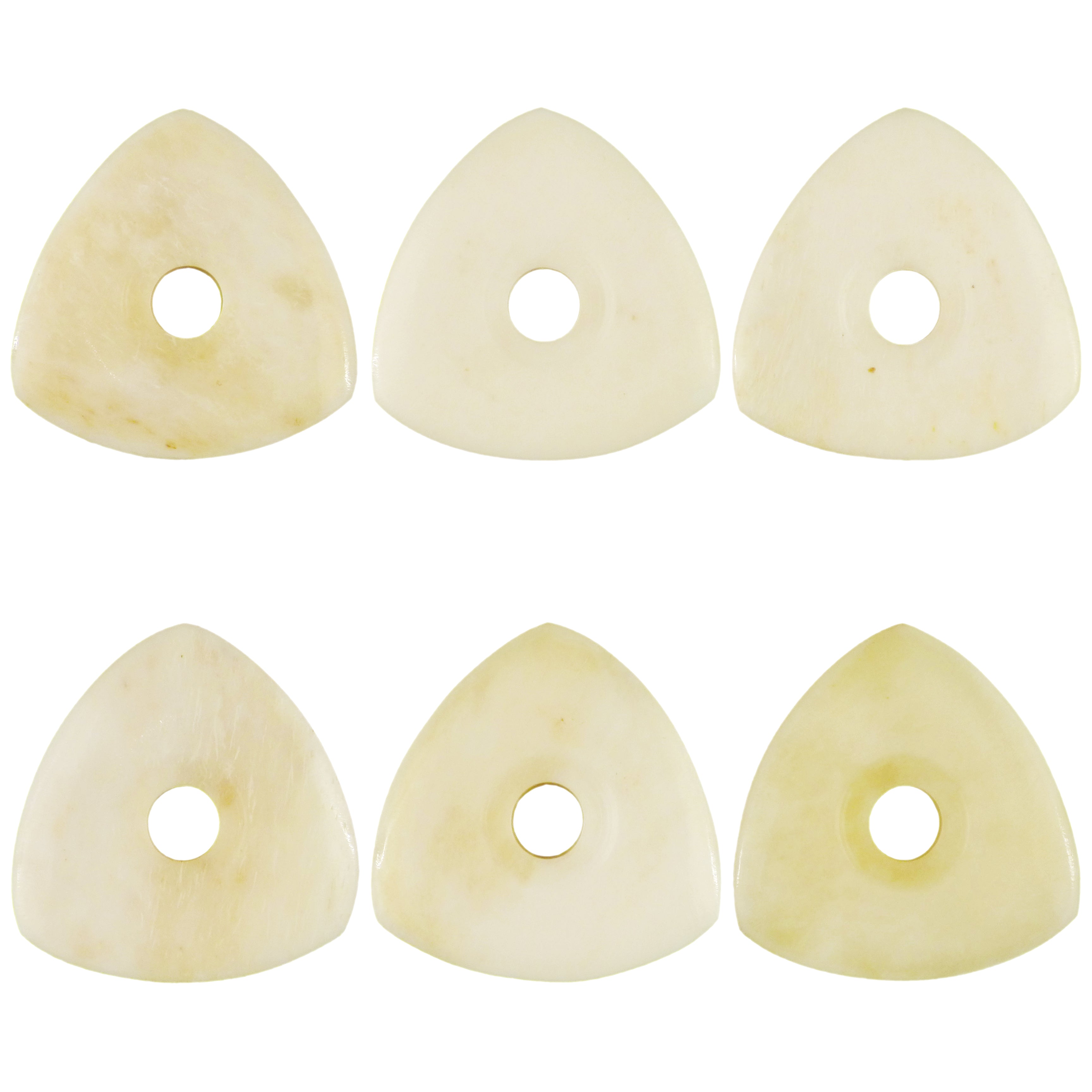 Camel Bone Guitar Or Bass Pick - 4.0 mm Ultra Heavy Gauge - 346 Contoured Triangle With Grip Hole Shape - Natural Finish Handmade Specialty Exotic Plectrum Exotic Plectrums