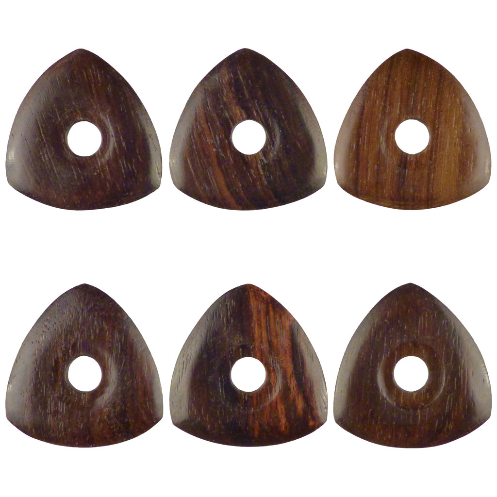 Rosewood Guitar Or Bass Pick - 4.0 mm Ultra Heavy Gauge - 346 Contoured Triangle With Grip Hole Shape - Natural Finish Handmade Specialty Exotic Plectrum Exotic Plectrums